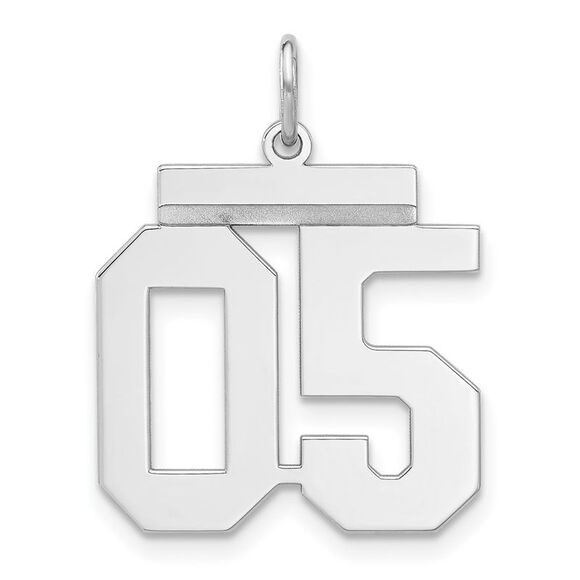 Sterling Silver, Athletic Collection Medium Polished Number 05 Pendant - Picture 1 of 5